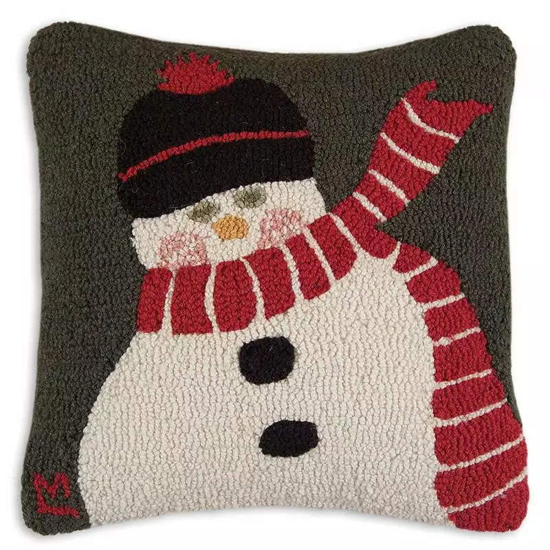 The Holiday Barn Christmas Snowman With Scarf Hooked Pillow 3 The Holiday Barn Christmas Snowman With Scarf Hooked Pillow