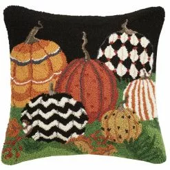 TheHolidayBarn.com Patterned Pumpkins Pillow, Hooked Wool