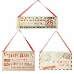 Raz Santa's Letter & Ticket Ornaments