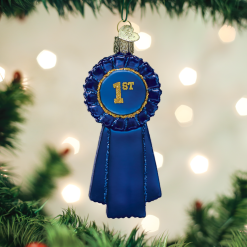 TheHolidayBarn.com Christmas Blue Ribbon Ornament