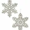 Bethany Lowe Large Platinum Glittered Snowflakes, 15" 1 Bethany Lowe Large Platinum Glittered Snowflakes, 15"