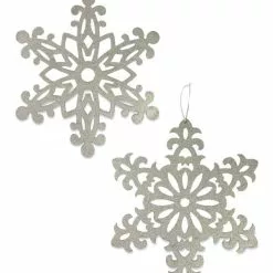 Bethany Lowe Large Platinum Glittered Snowflakes, 15"