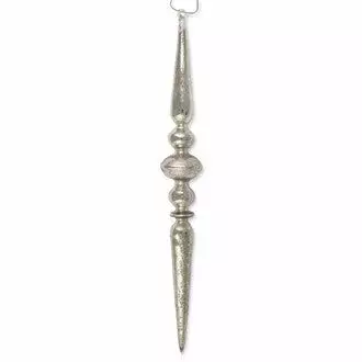Bethany Lowe Antique Silver Glass Icicle Finial Ornament - 13.5" 3 Bethany Lowe Antique Silver Glass Icicle Finial Ornament - 13.5"
