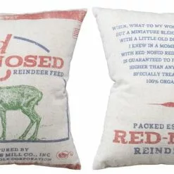 Primitives By Kathy Red Nosed Reindeer Feed Pillow Christmas