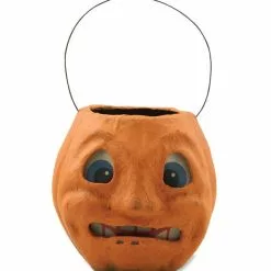 Bethany Lowe Scary Vintage Pumpkin Bucket - Paper Mache
