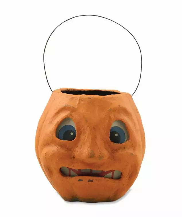 Bethany Lowe Scary Vintage Pumpkin Bucket - Paper Mache 3 Bethany Lowe Scary Vintage Pumpkin Bucket - Paper Mache