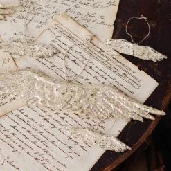 Lancaster Home & Holiday Christmas Aged Ivory Angel Wings Ornament