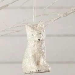 Bethany Lowe New! Arctic Fox Ornament, Paper Mache