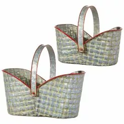 Raz Country Metal Baskets With Weave Pattern