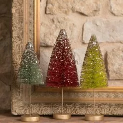 Bethany Lowe Jewel-Tide Bottle Brush Trees With Long Stem