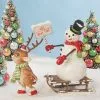 Bethany Lowe Oh What Fun! Reindeer Pulling Snowman On Sled New!