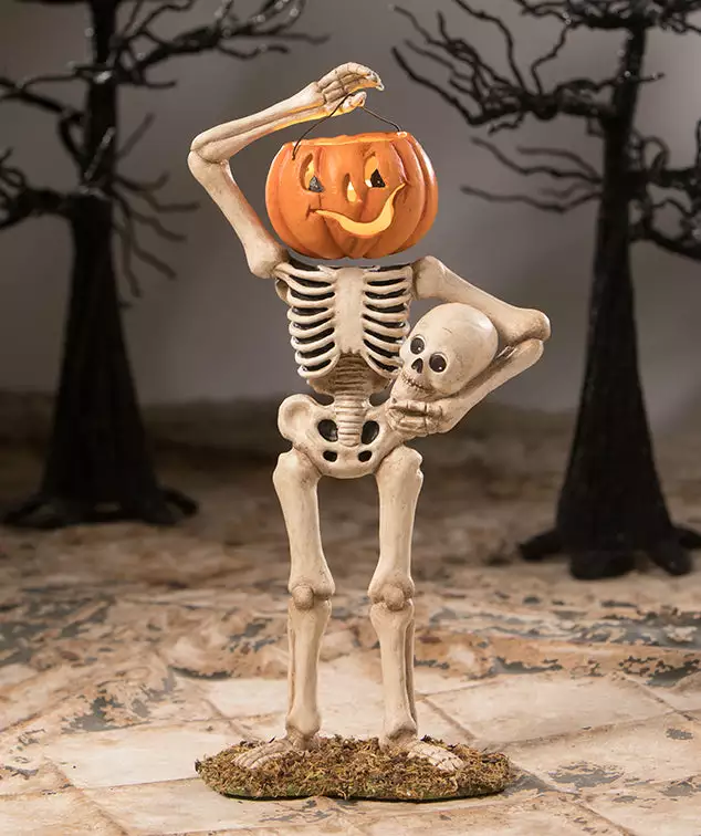 Bethany Lowe New! Pumpkin Bucket Head Skelly 3 Bethany Lowe New! Pumpkin Bucket Head Skelly