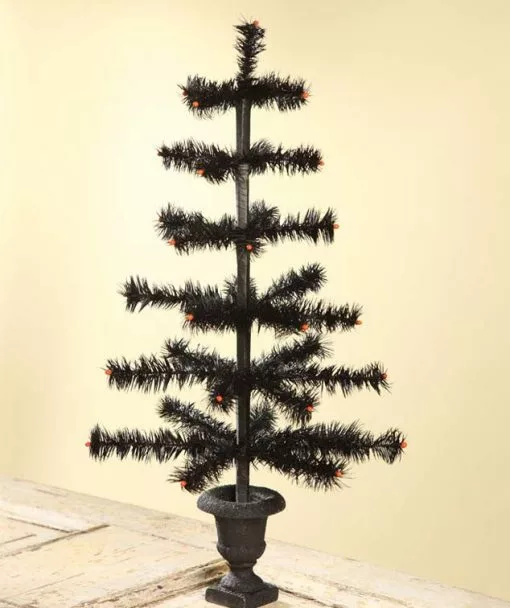The Holiday Barn Bethany Lowe Black Feather Tree In Urn