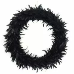 Zucker Halloween Black Feather Wreath - 22"