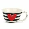 Demdaco Valentine's Day Black Stripes And Heart Tea Cup