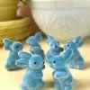 TheHolidayBarn.com Blue Flocked Bunny Rabbits, Small New!