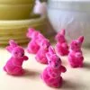 TheHolidayBarn.com Bright Pink Flocked Bunny Rabbits, Small New!