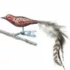 Old German Christmas Bronze Brown Bird German Glass Ornament Clip With Feathers