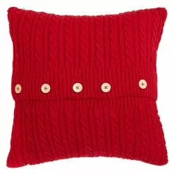 Raz Red Cable Knit Pillow New!