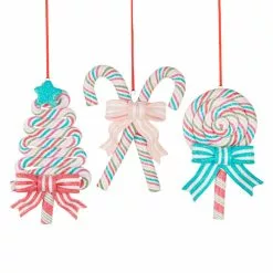 Raz Candy Cane Treats Ornament Set, Pastel New!