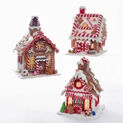 Kurt Adler Gingerbread Village Houses With Lights