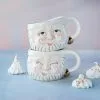 Glitterville Cream & Gold Santa Mugs Christmas
