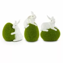 TheHolidayBarn.com Playful Friends, Rabbits On Moss Eggs