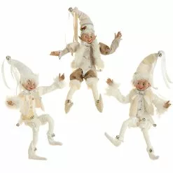 Raz Winter White Posable Elves, 16"