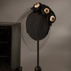 Bethany Lowe Black Rose Eyeball Headband With Veil