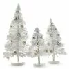 Cody Foster New! White Flocked Bottle Brush Trees With Silver Balls