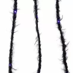Kurt Adler Fuzzy Black Garland With Purple Lights New!