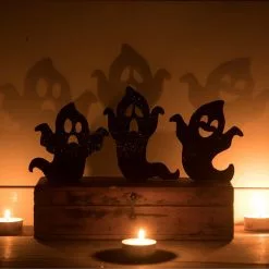 Bethany Lowe Ghoulish Ghost Silhouettes With Black Glitter