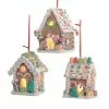 Kurt Adler New! Gingerbread Candy Cottage Ornaments