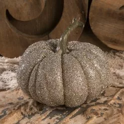 Bethany Lowe Glass Glitter Pumpkin, 6.75"