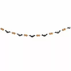 Bethany Lowe Glittered Bat & Orange Ball Garland New!