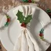 Bethany Lowe Glittered Holly Leaf Napkin Ring New! 2 Bethany Lowe Glittered Holly Leaf Napkin Ring New!