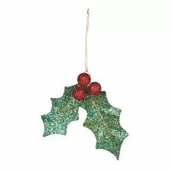 Bethany Lowe Glittered Holly Leaf Ornament New!