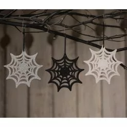Bethany Lowe Glittered Spiderweb Ornaments