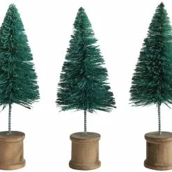 Creative Co-Op Green Bottle Brush Trees With Spool Base