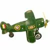 TheHolidayBarn.com Green Curtis Biplane Wind Up Tin Toy Reproduction Christmas