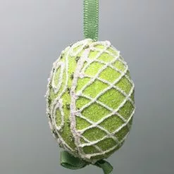 TheHolidayBarn.com New! Green Sugar Lattice Egg Ornament