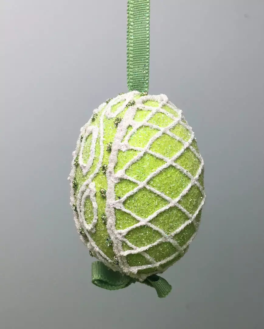 TheHolidayBarn.com New! Green Sugar Lattice Egg Ornament 3 TheHolidayBarn.com New! Green Sugar Lattice Egg Ornament