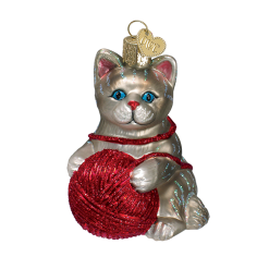 Old World Christmas Playful Kitten With Yarn Ball Ornaments