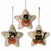 Bethany Lowe Halloween Kitty Cat Felt Star Ornaments New!