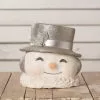 Bethany Lowe Large Happy Snowman Bucket, Platinum New!