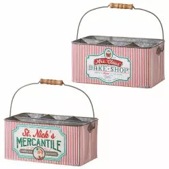 Raz Mr. & Mrs. Claus Divided Christmas Buckets