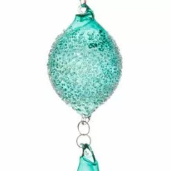 TheHolidayBarn.com Jim Marvin Light Turquoise Beaded Glass Teardrop, 19" New!
