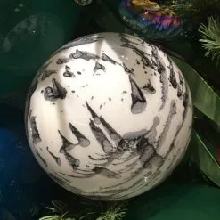 Winward Jim Marvin White & Grey Marble Glass Ball Ornaments New!