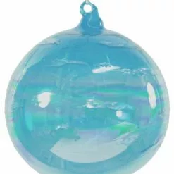 TheHolidayBarn.com Jim Marvin Iridescent Teal Art Glass Ball Ornaments
