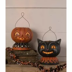 Bethany Lowe New! Magic Catty Jack Lantern, Paper Mache